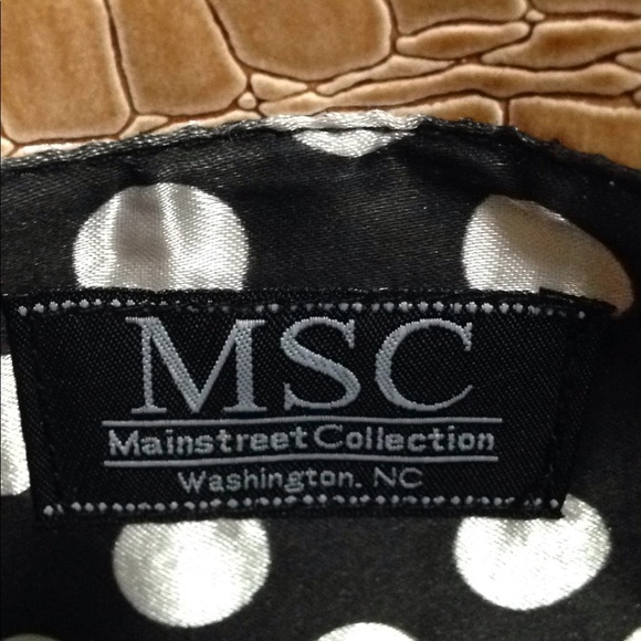 NEW Clutch Purse Wristlet Reptile Tan Toggle Flap Polka Dot Lined Mainstreet MSC - Picture 4 of 8